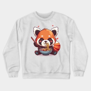 Red Panda eating ramen Crewneck Sweatshirt